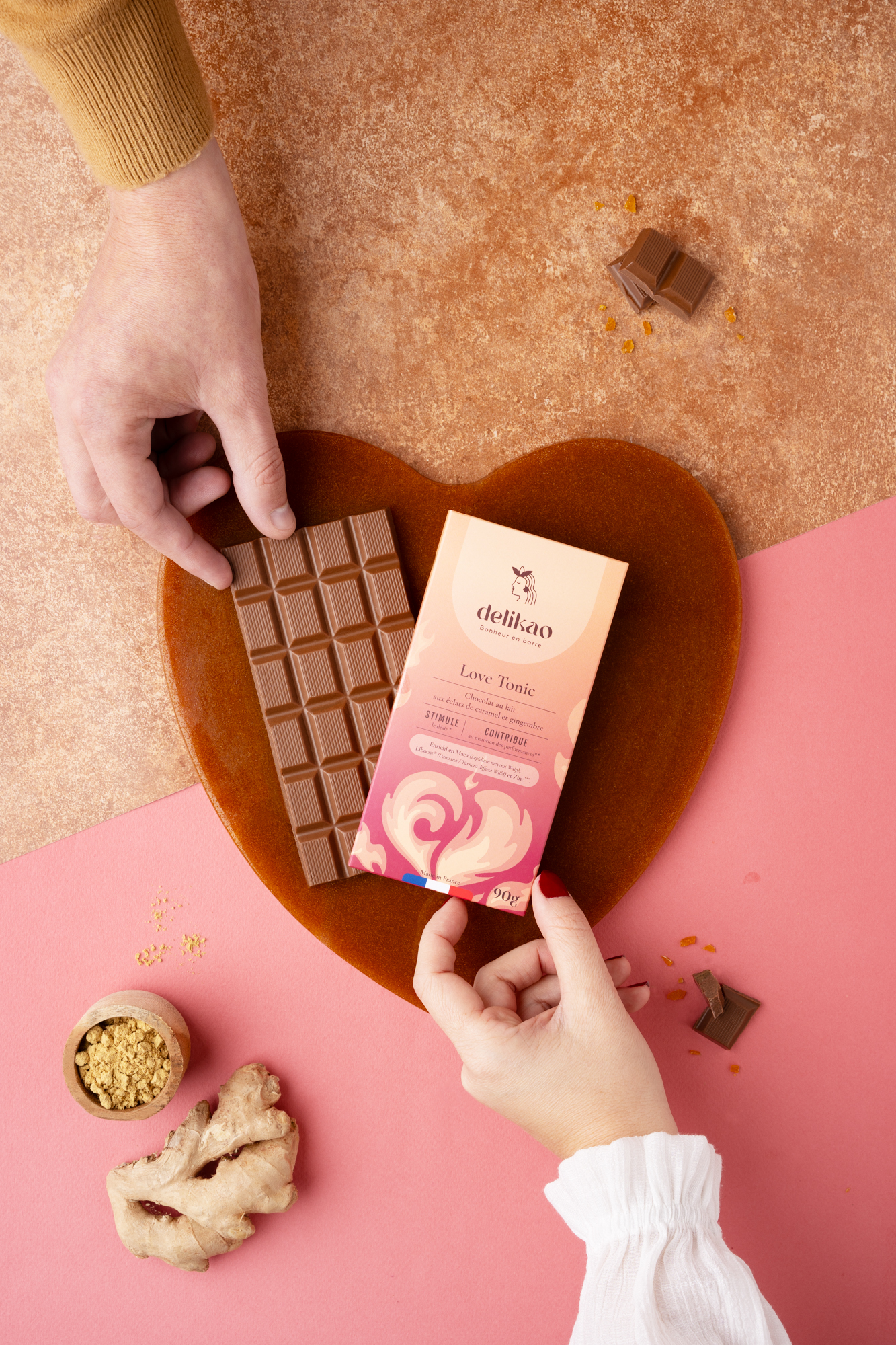 delikao-tablette-chocolat-love-tonic Packshot élaboré : Tablette Chocolat Delikao Love Tonic