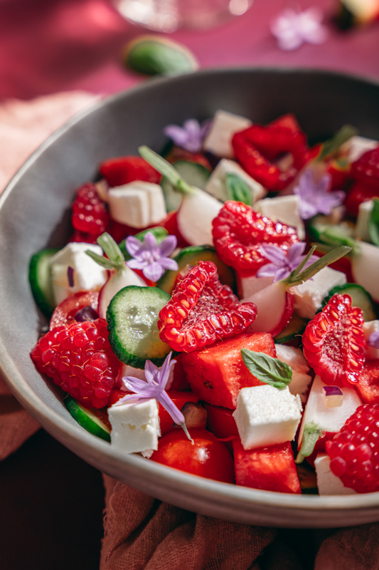 salade-estivale Salade estivale Framboises Feta